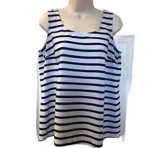 TOMMY HILFIGER Women's Sleeveless Black Gray Striped Dress Top Size Medium